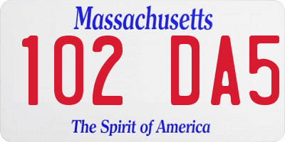 MA license plate 102DA5