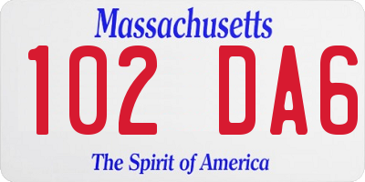 MA license plate 102DA6