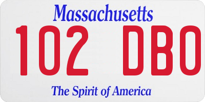 MA license plate 102DB0