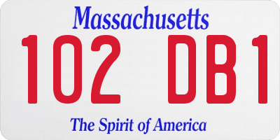 MA license plate 102DB1