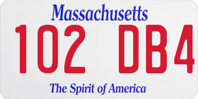 MA license plate 102DB4