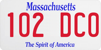 MA license plate 102DC0