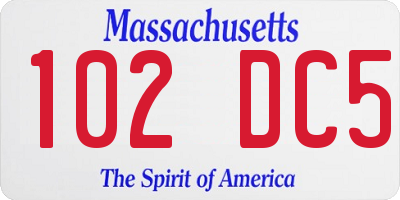 MA license plate 102DC5