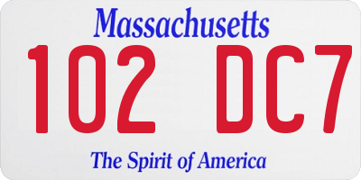 MA license plate 102DC7