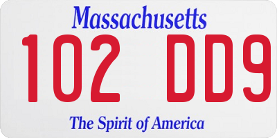 MA license plate 102DD9