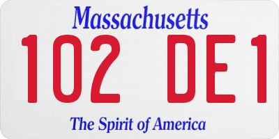 MA license plate 102DE1