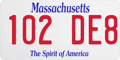 MA license plate 102DE8