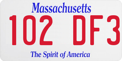 MA license plate 102DF3