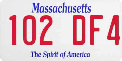 MA license plate 102DF4