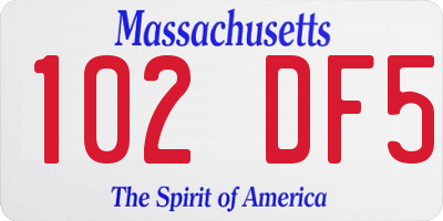 MA license plate 102DF5