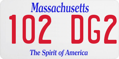MA license plate 102DG2