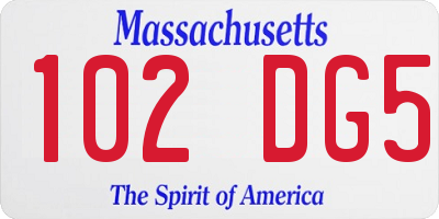 MA license plate 102DG5