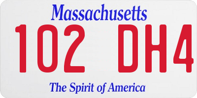 MA license plate 102DH4