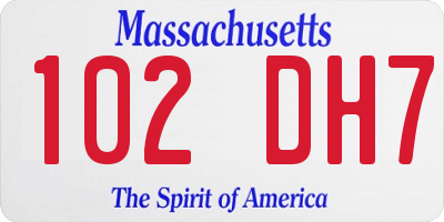 MA license plate 102DH7