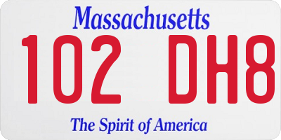 MA license plate 102DH8