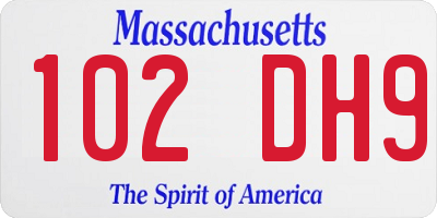 MA license plate 102DH9