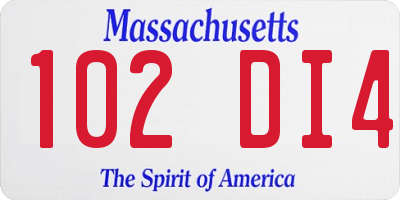 MA license plate 102DI4