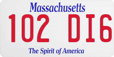 MA license plate 102DI6