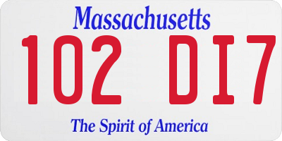 MA license plate 102DI7