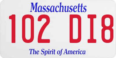 MA license plate 102DI8