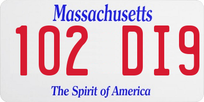 MA license plate 102DI9