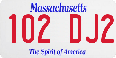 MA license plate 102DJ2