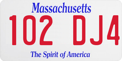 MA license plate 102DJ4