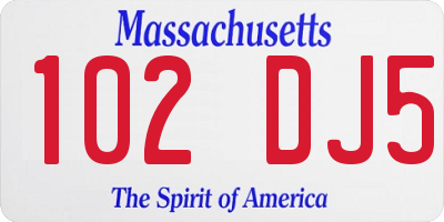 MA license plate 102DJ5