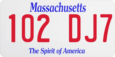 MA license plate 102DJ7