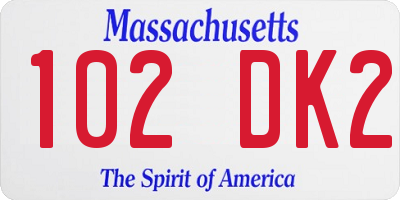 MA license plate 102DK2