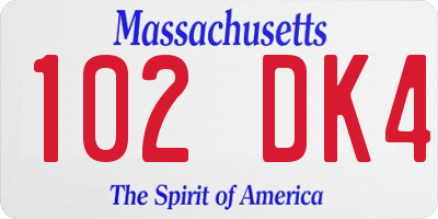 MA license plate 102DK4