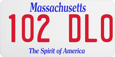 MA license plate 102DL0