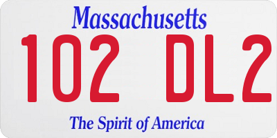 MA license plate 102DL2