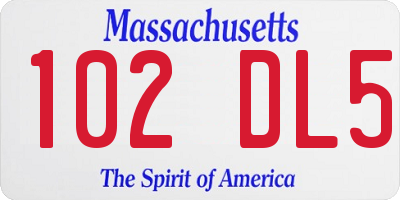 MA license plate 102DL5