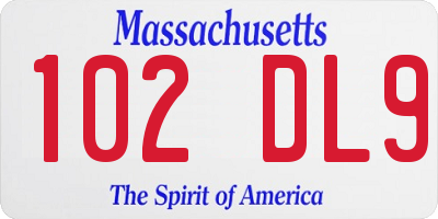 MA license plate 102DL9