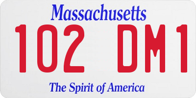 MA license plate 102DM1