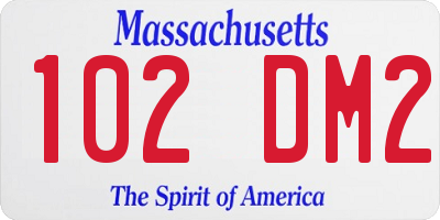 MA license plate 102DM2