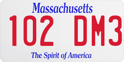 MA license plate 102DM3