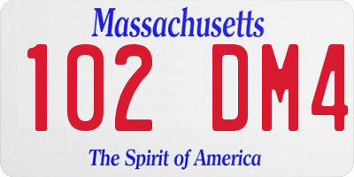 MA license plate 102DM4