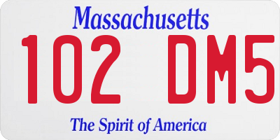 MA license plate 102DM5