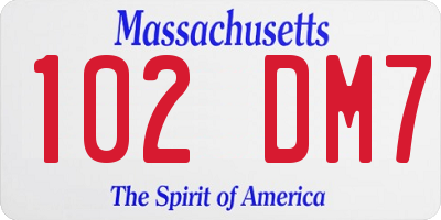 MA license plate 102DM7