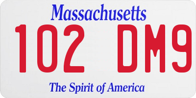 MA license plate 102DM9