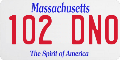 MA license plate 102DN0