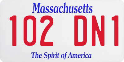 MA license plate 102DN1