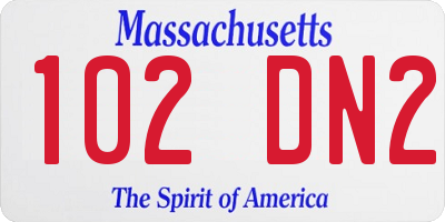 MA license plate 102DN2