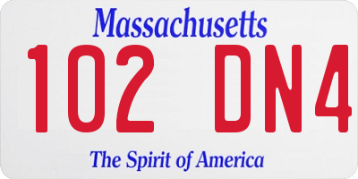 MA license plate 102DN4