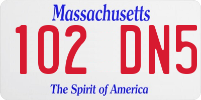 MA license plate 102DN5