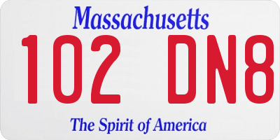 MA license plate 102DN8