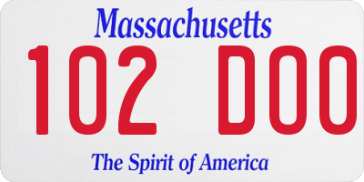 MA license plate 102DO0