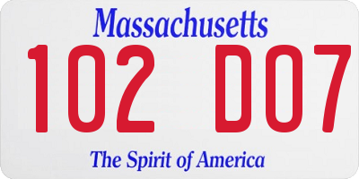 MA license plate 102DO7